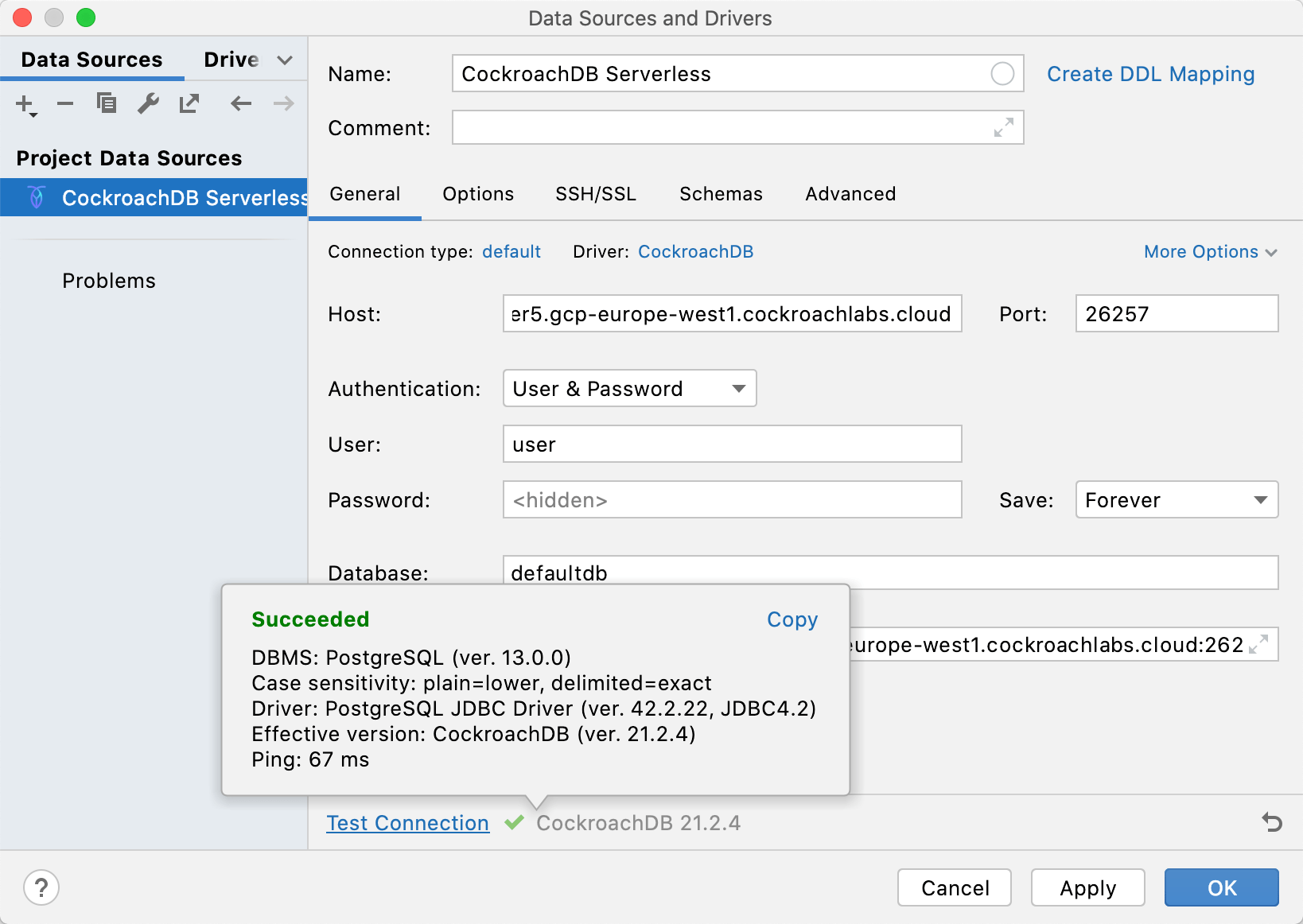 连接到 CockroachDB 无服务器