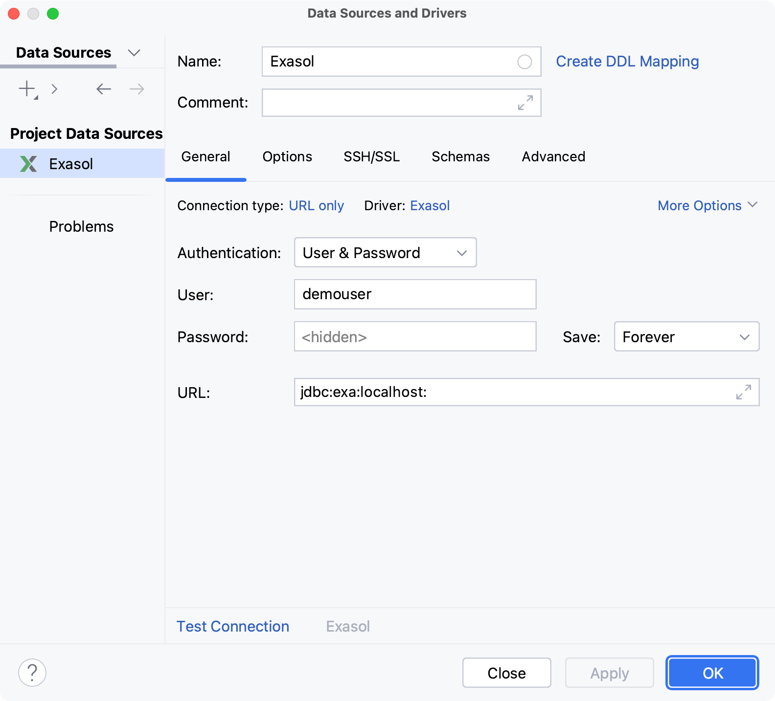 Database connection details