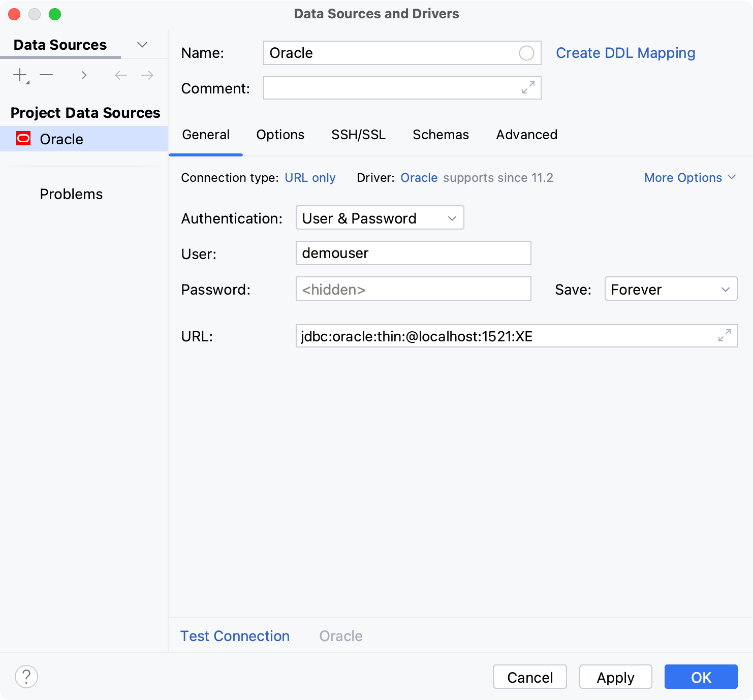 Database connection details