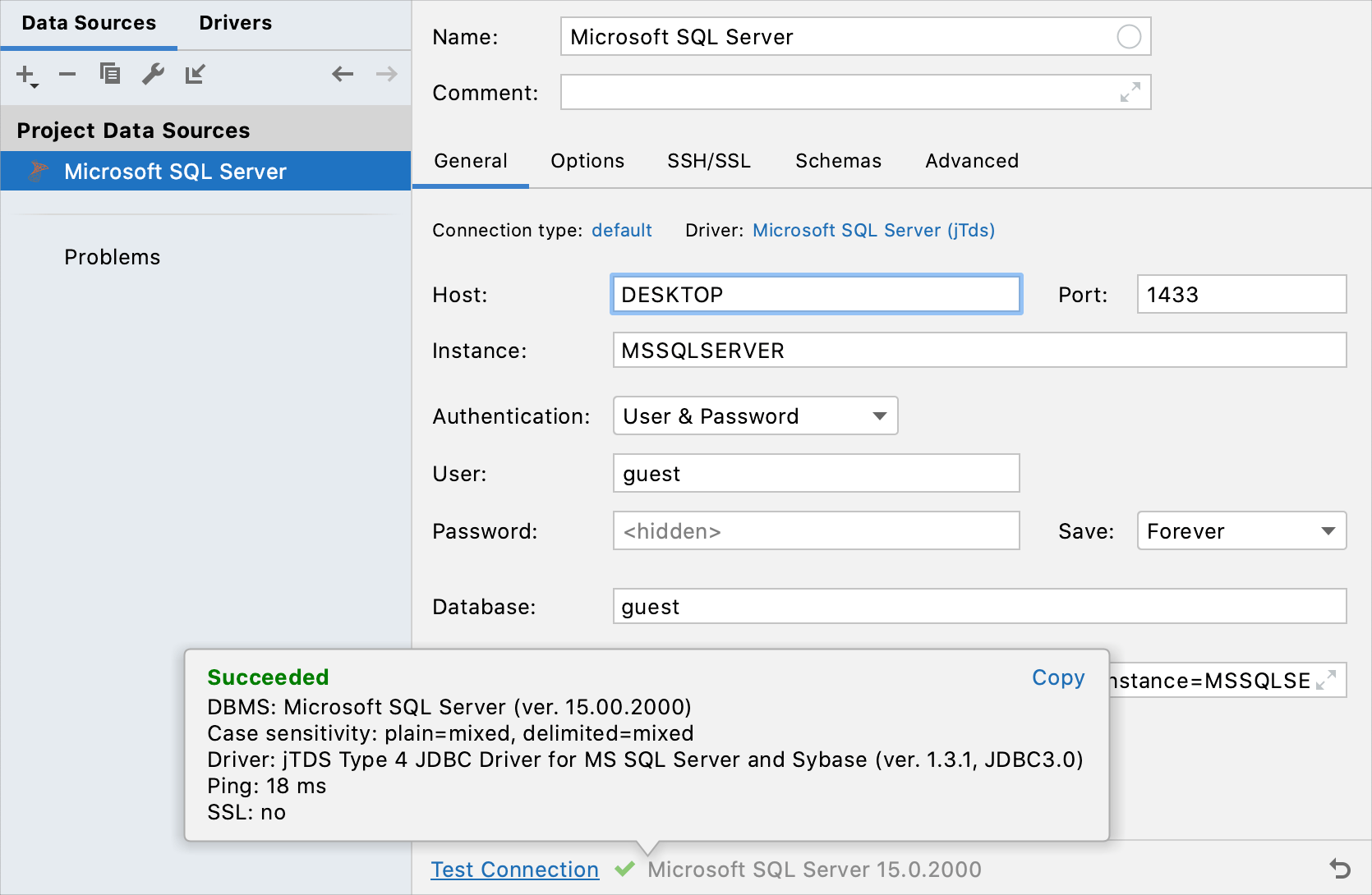 使用 SQL Server 身份验证进行连接