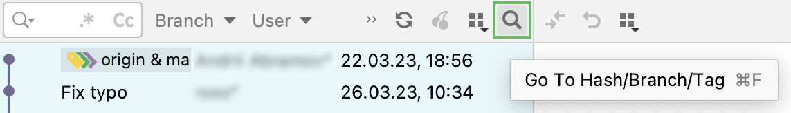 转到哈希/分支/标签图标