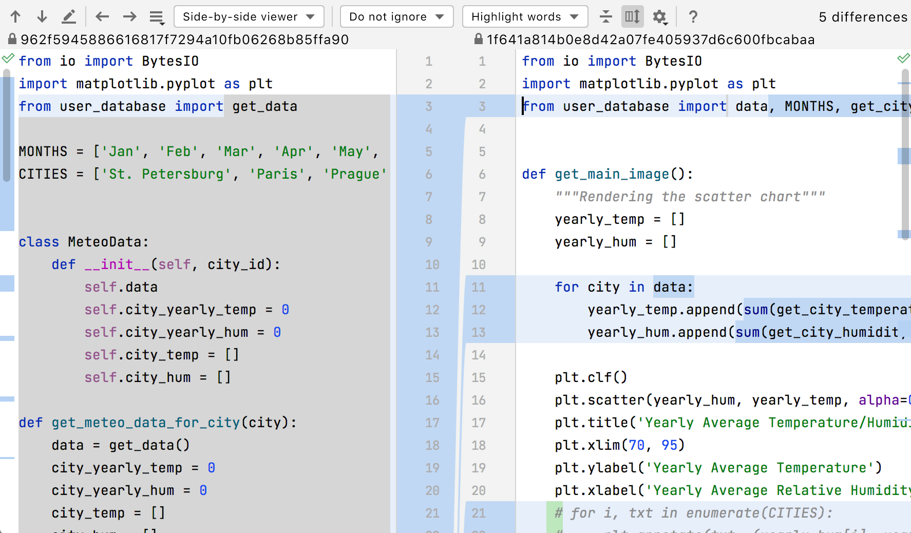 PyCharm：差异查看器