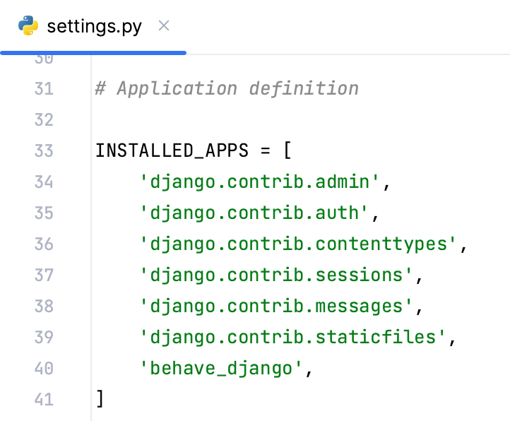 在settings.py 文件中启用behavior-django 集成