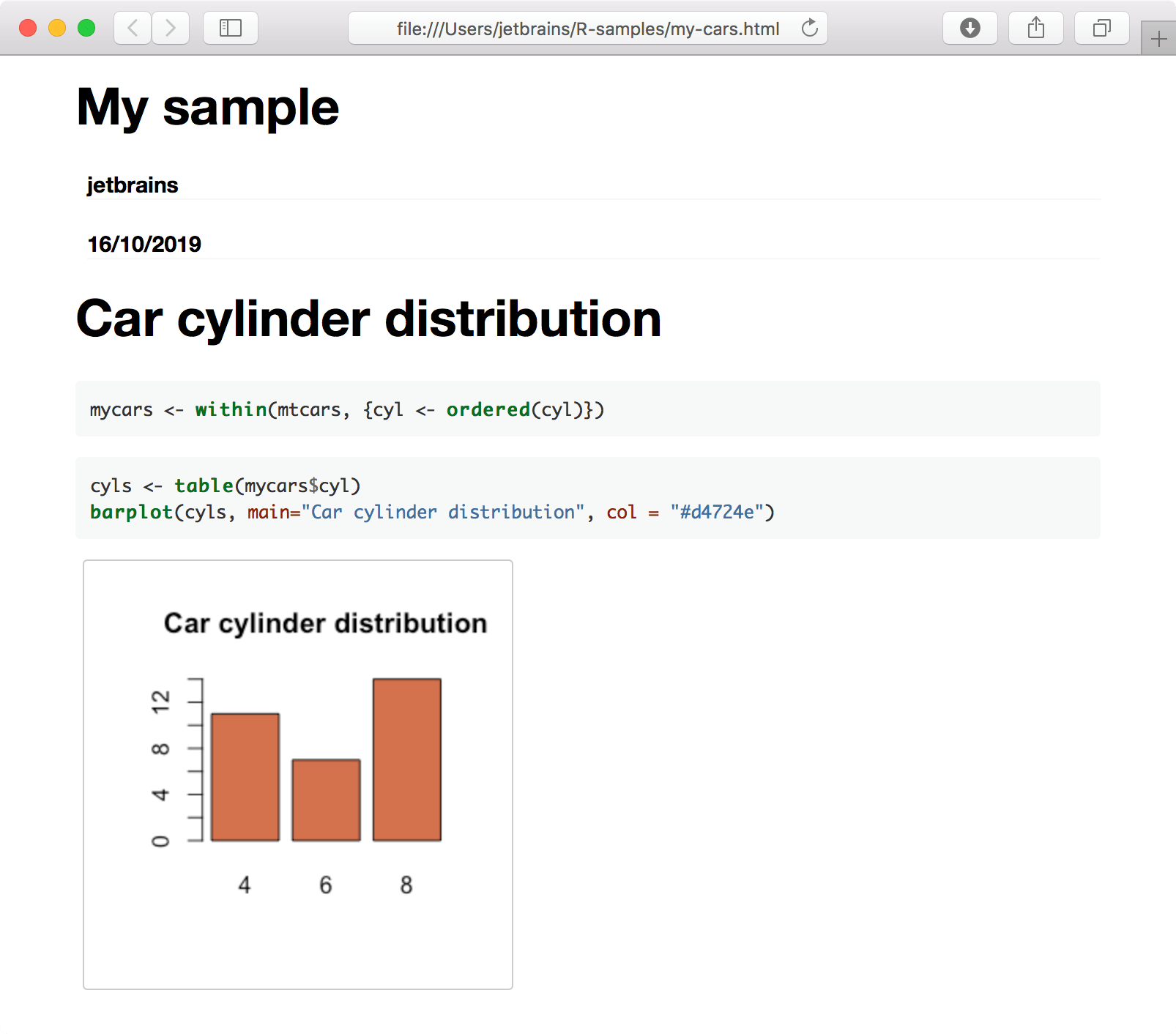 浏览器中的 HTML 输出文件