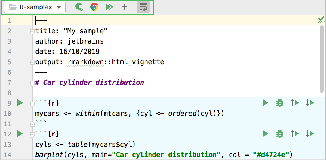 R Markdown 工具栏