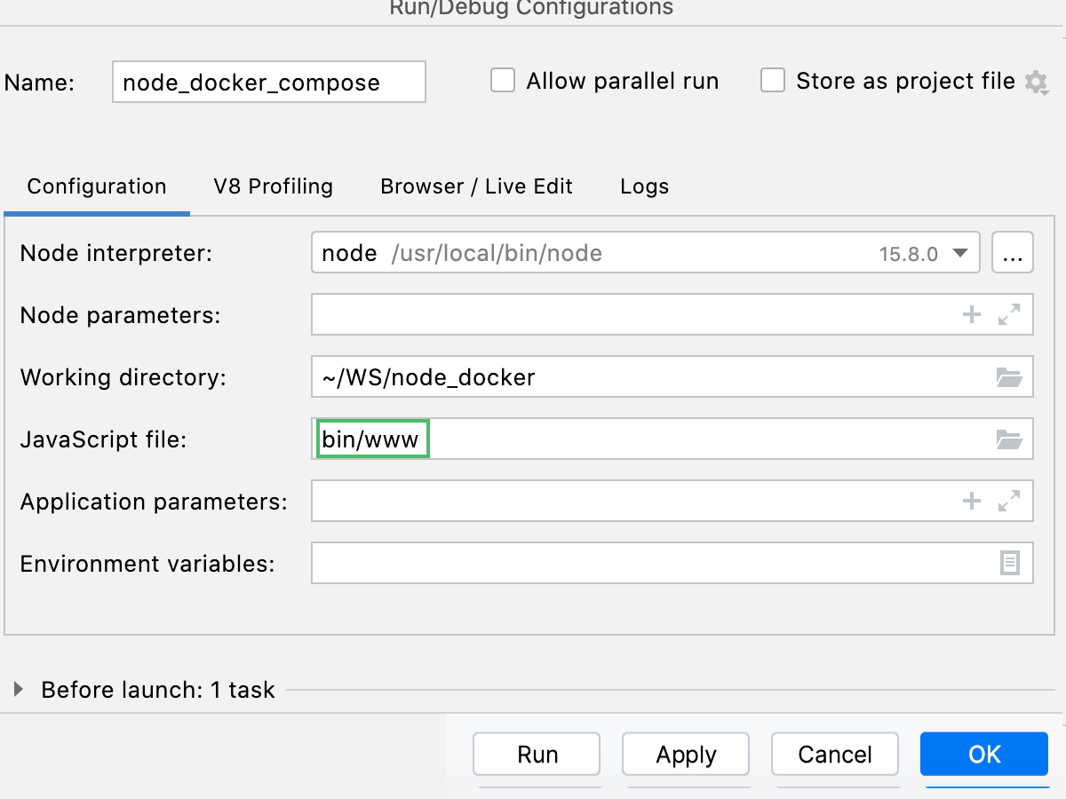 Node.js 运行/调试配置：指定的 JavaScript 文件