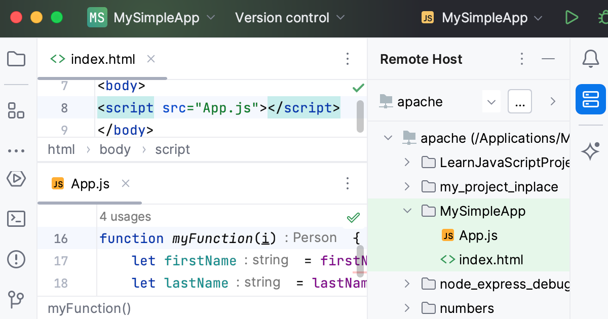 在外部 Web 服务器上调试 JavaScript：远程主机上上传的源代码