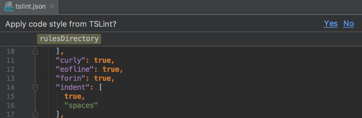 PyCharm 建议从 tslint.json 导入代码样式